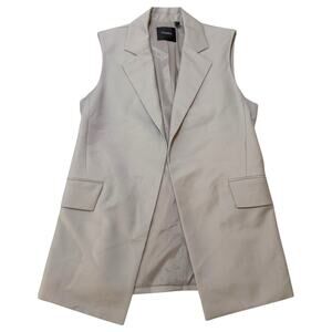 Theory Sedeia Continuous Wool Blend Vest Open Front Notch Lapel Beige Size 6